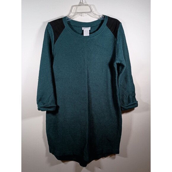 Soft Surroundings Womens Teal Faux Suede Shoulder Tunic Sweater Size Medium - Picture 1 of 7